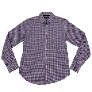 J. Maverick men's slim fit shirt long sleeve button down blue red plaid S